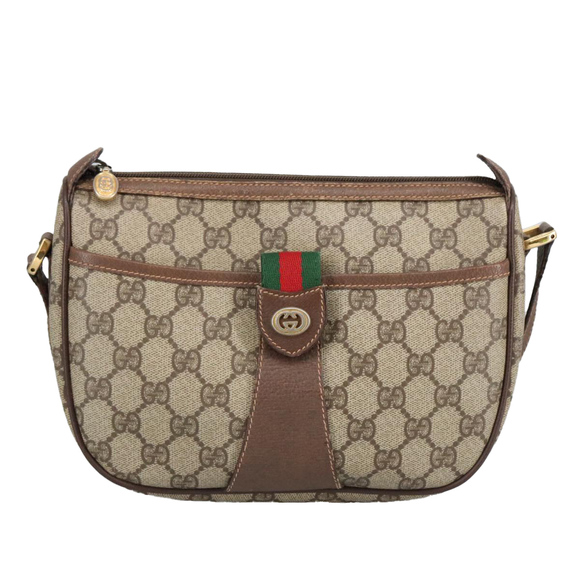 GUCCI GG Supreme Web Sherry Line Shoulder Bag PVC Beige 89 02 032 Auth 97594 - Picture 13 of 16
